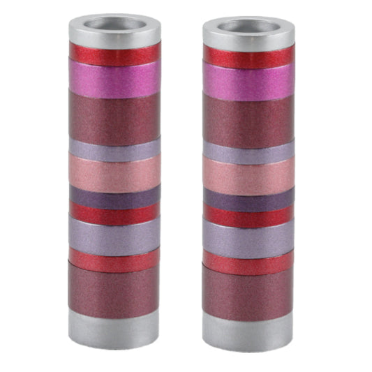 Anodized Aluminum Cylinder Candlesticks, Maroon