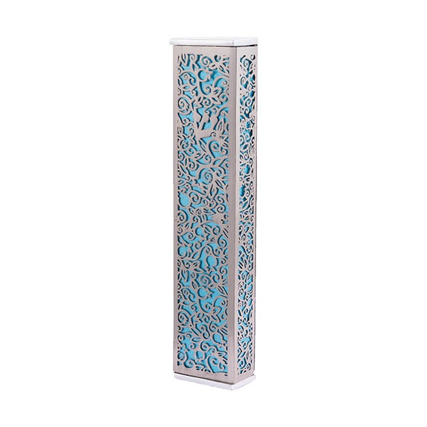 Metal Cutout Mezuzah Case, Pomegranates