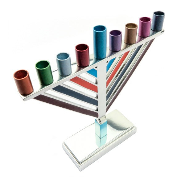 Modern Aluminum Chabad Menorah, Multicolor 7"