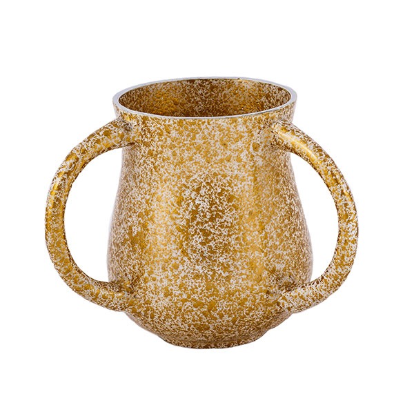 Faux Marble Aluminum Netilat Yadayim Cup, Gold