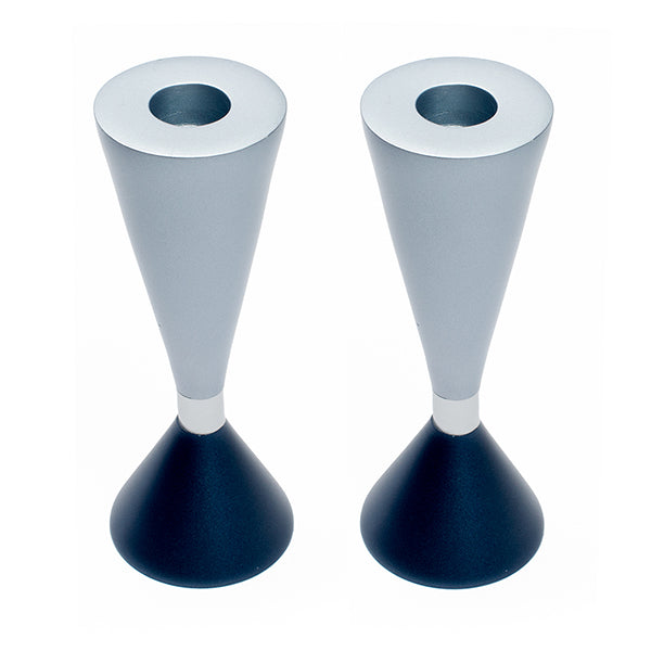 Modern Anodized Aluminum Candlesticks, Two-Sided Gray