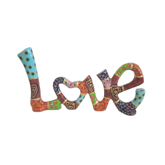 Hand Painted Metal LOVE Sculpture, Multicolor