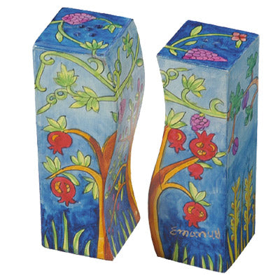 Hand Painted Wood Salt & Pepper Shakers, Seven Species