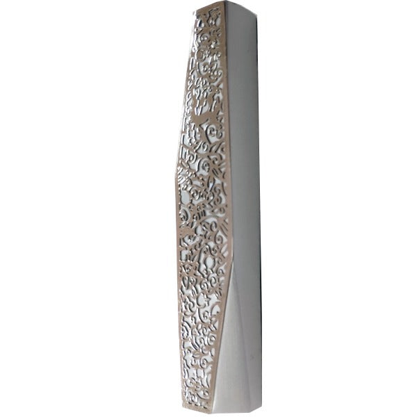 Cutout Aluminum Mezuzah Case, Pomegranate