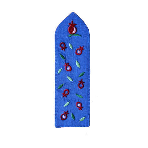 Embroidered Fabric Bookmark, Pomegranate Blue