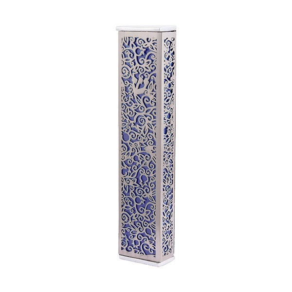 Metal Cutout Mezuzah Case, Pomegranates