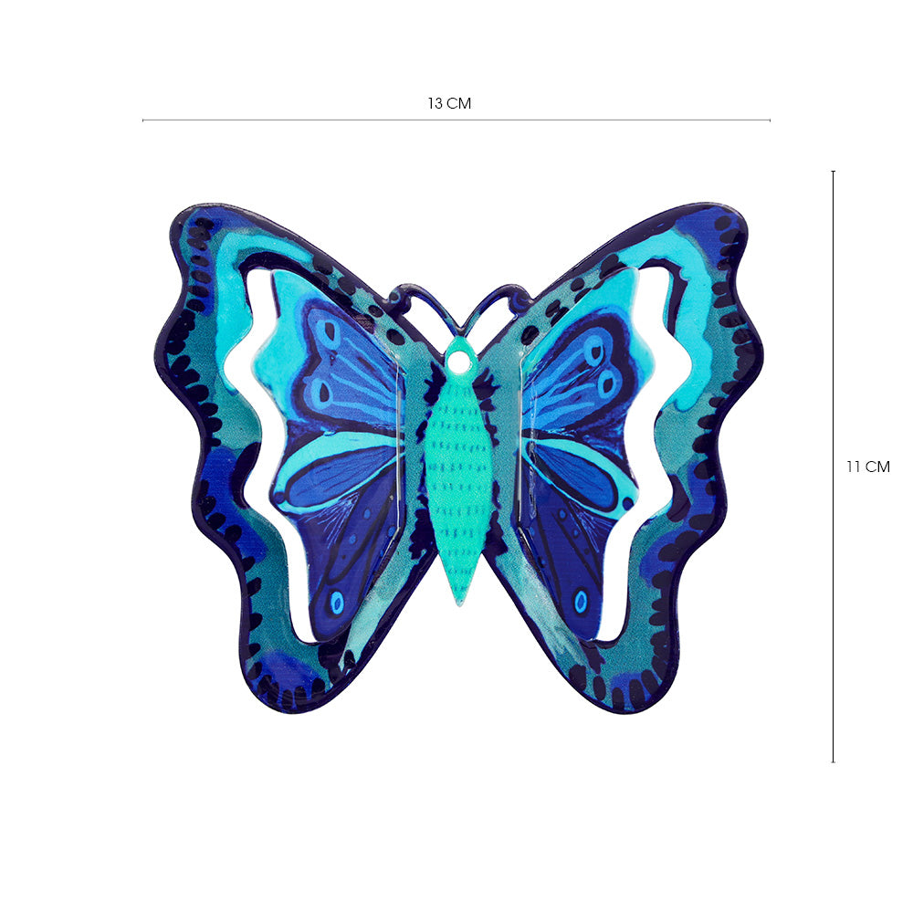 Metal Butterfly Wall Hanging, Blue, Medium 5 x 5 inches