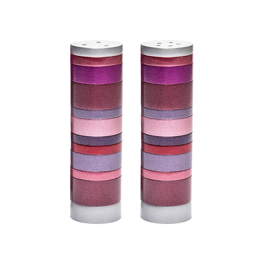 Anodized Aluminum Salt & Pepper Shakers, Maroon Rings