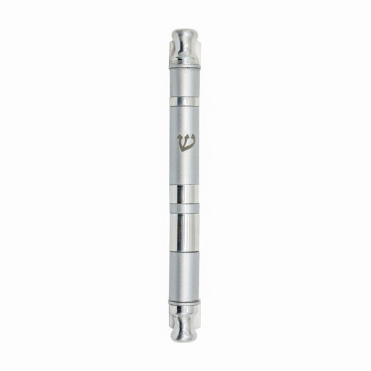 Metal Mezuzah Case, Wide Stripes Silver