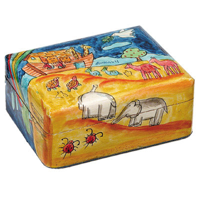 Hand Painted Wooden Jewelry Box, Noah's Ark