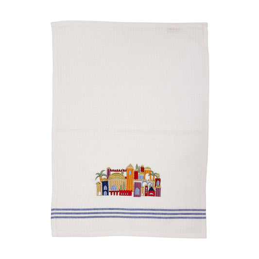 Embroidered Cotton Netilat Yedayim Towel, Jerusalem