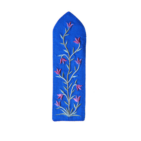 Embroidered Fabric Bookmark, Blue Floral