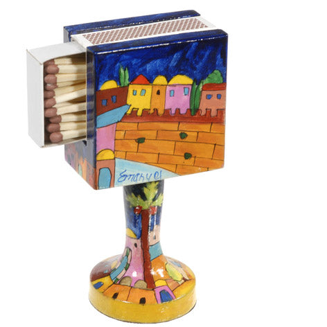 Hand Painted Wood Matchbox Holder, Jerusalem