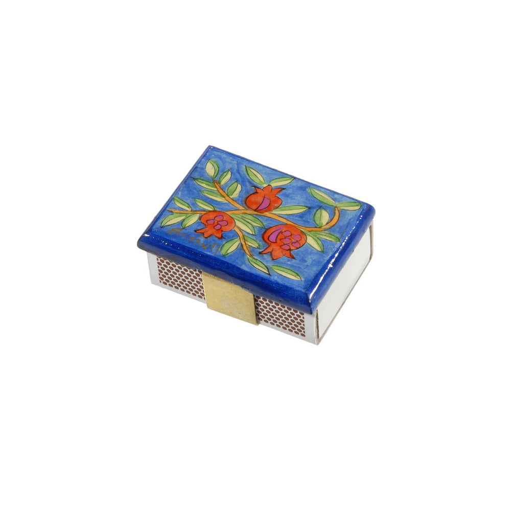 Hand Painted Wood Match Box Holder, Pomegranate