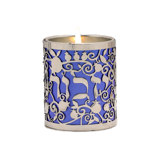 Metal Cutout Memorial Candle Holder, Pomegranate Yizkor