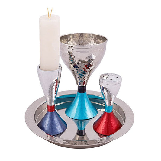 Hammered Nickel Havdalah Set, Multicolor