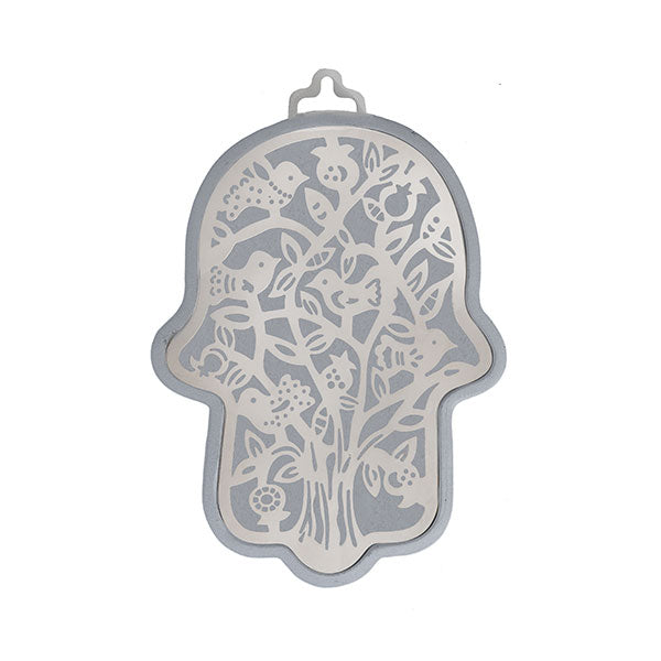 Small Silver Hamsa, Metal Cutout Tree of Life