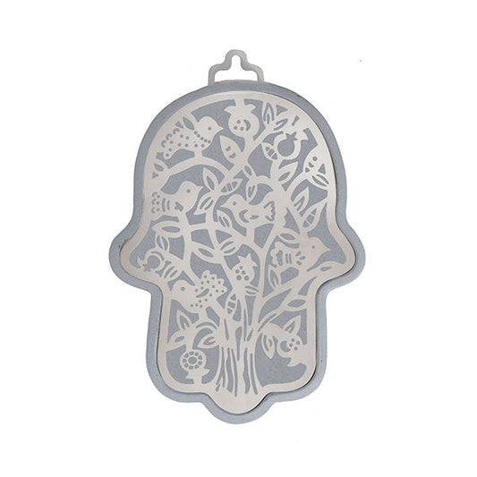 Small Silver Hamsa, Metal Cutout Tree of Life