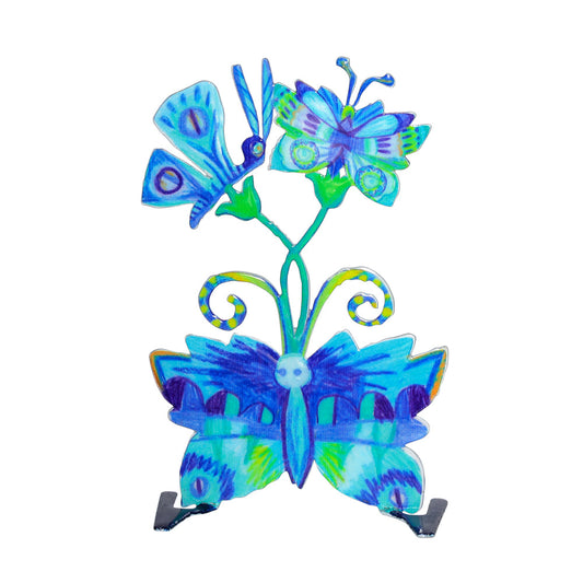 Small Metal Stand, Blue Butterflies, 3" x 5"