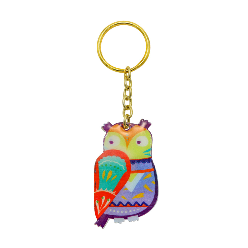 Metal Owl Key Chain, Colorful