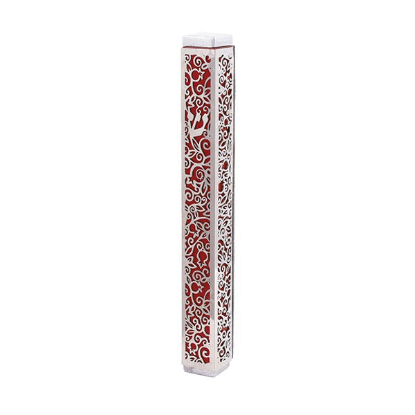 Laser Cut Metal Mezuzah Case, Pomegranate