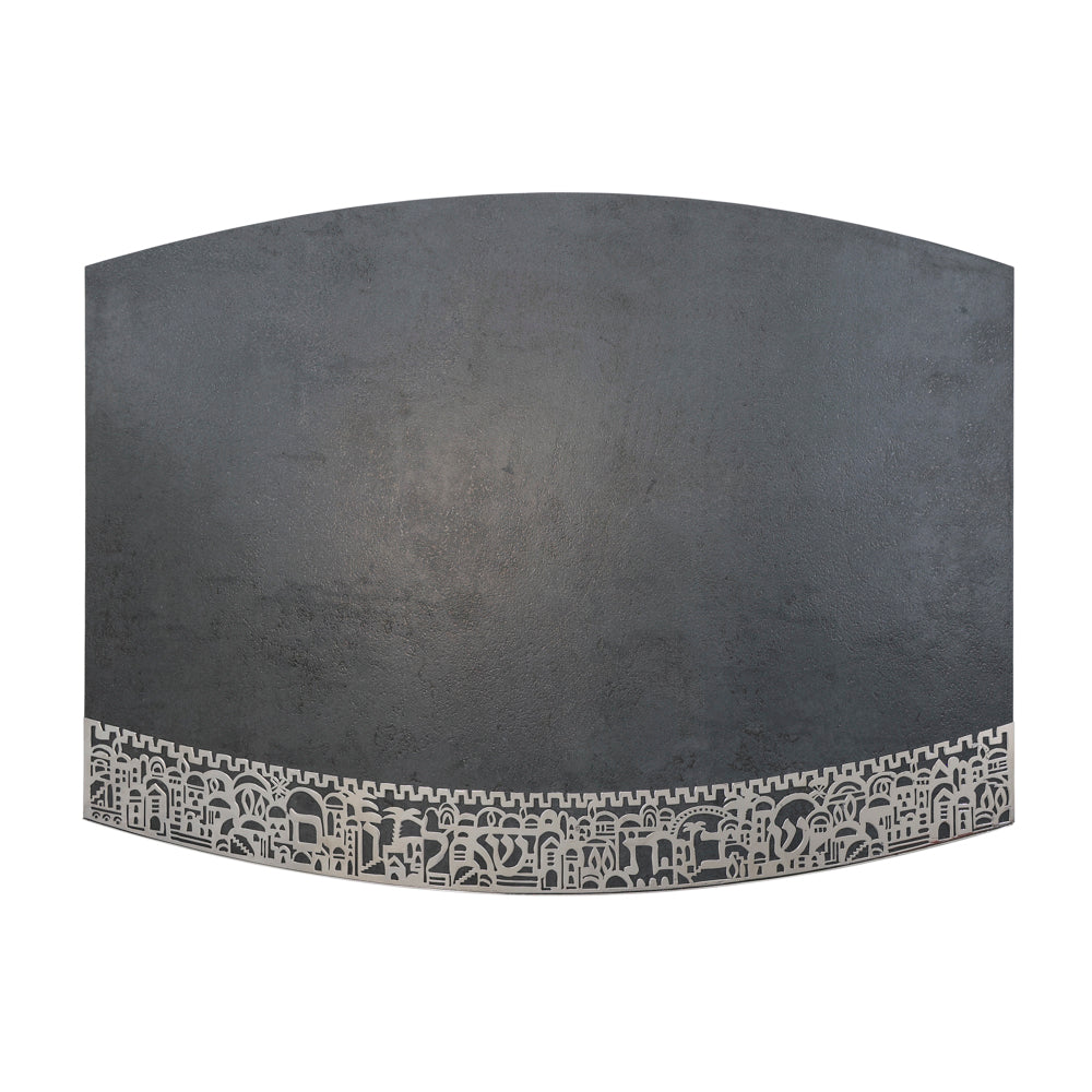Porcelain Challah Board with Metal Cutout, Jerusalem, Gray