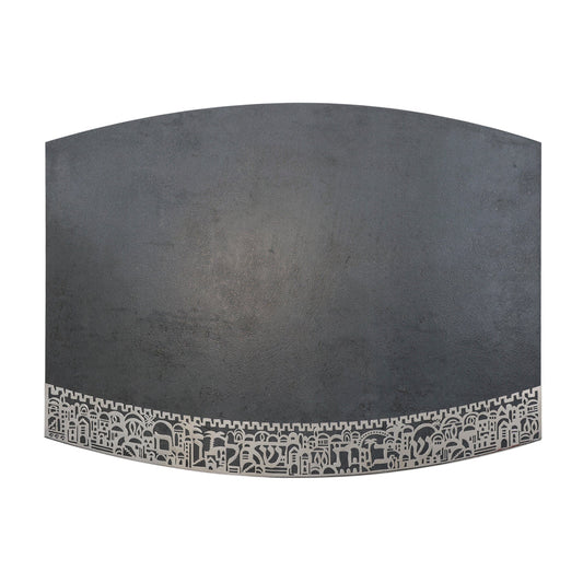 Porcelain Challah Board with Metal Cutout, Jerusalem, Gray