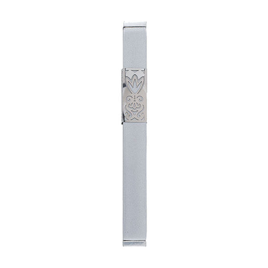 Metal Cutout Mezuzah Case, Matte Silver, 6"