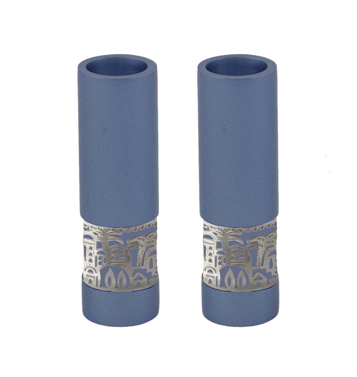 Round Aluminum Candlesticks, Jerusalem Cutout