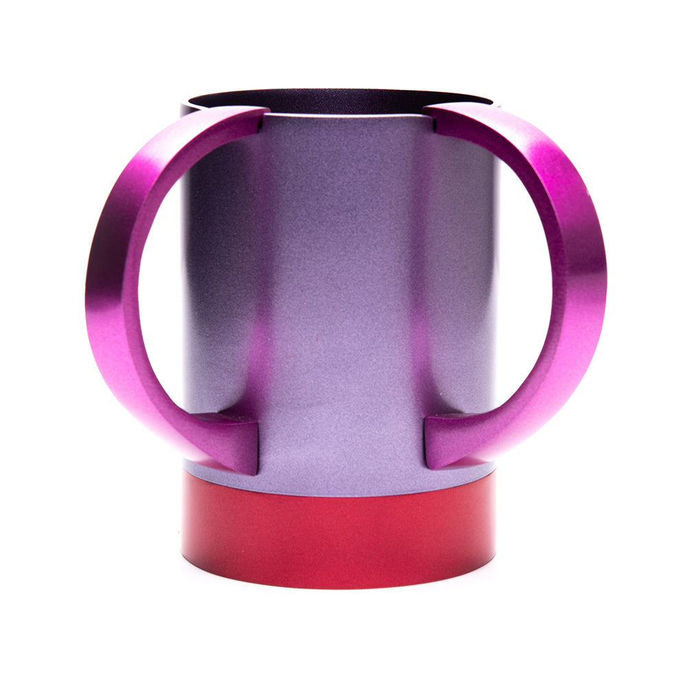 Anodized Aluminum Netilat Yadayim Cup, Purple and Red