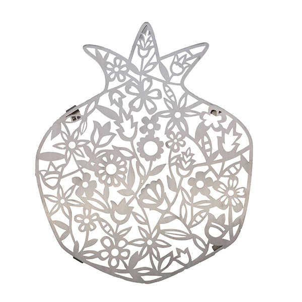 Laser Cut Stainless Steel Trivet, Pomegranate Flowers, 9.5"