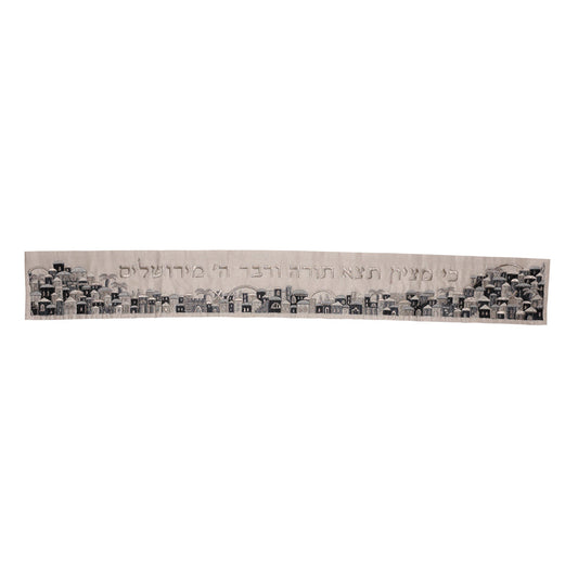 Embroidered Jerusalem Atara, Black and Gray