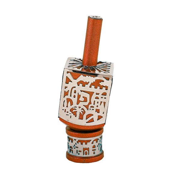 Anodized Aluminum Dreidel, Jerusalem, Small 2.5"