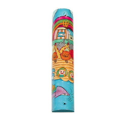 Hand Painted Wood Mezuzah Case, Noah's Ark