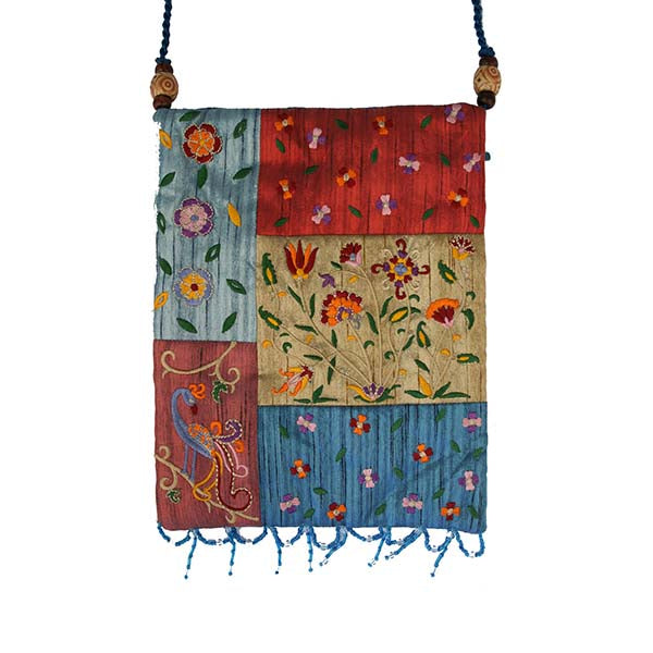 Embroidered Silk Patchwork Bag, Floral