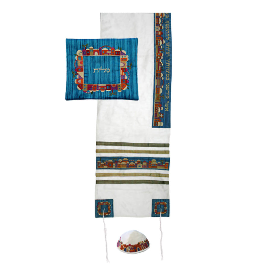 Embroidered Tallit Set, Jerusalem
