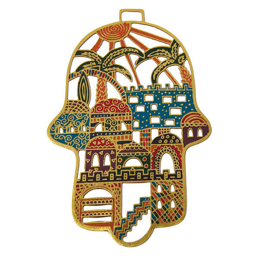 Hand Painted Metal Hamsa, Jerusalem