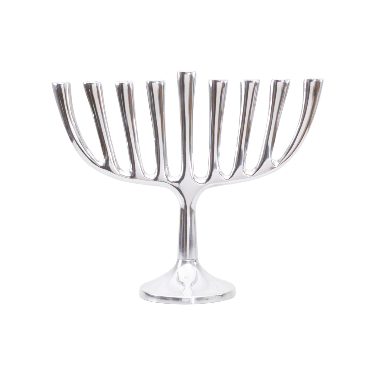 Modern Polished Aluminum Menorah, Straight Branches