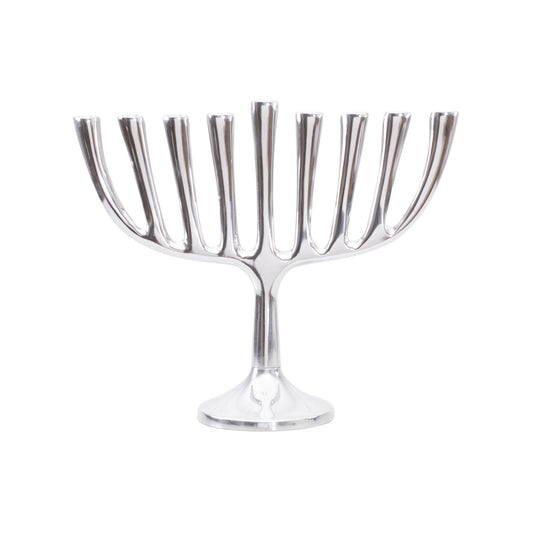 Modern Polished Aluminum Menorah, Straight Branches