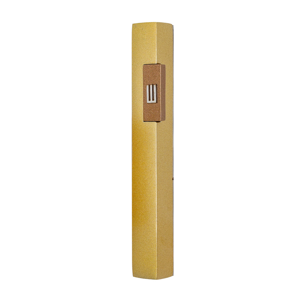 Metal Mezuzah Case, Gold and Brown