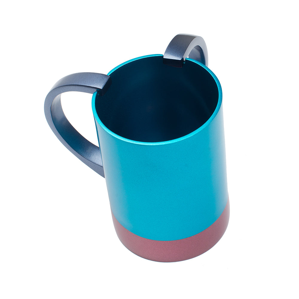 Anodized Aluminum Netilat Yadayim Cup, Turquoise and Maroon