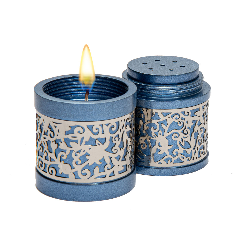 Cutout Metal Travel Havdallah Set, Blue