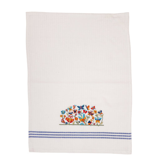 Embroidered Cotton Netilat Yadayim Towel, Flowers