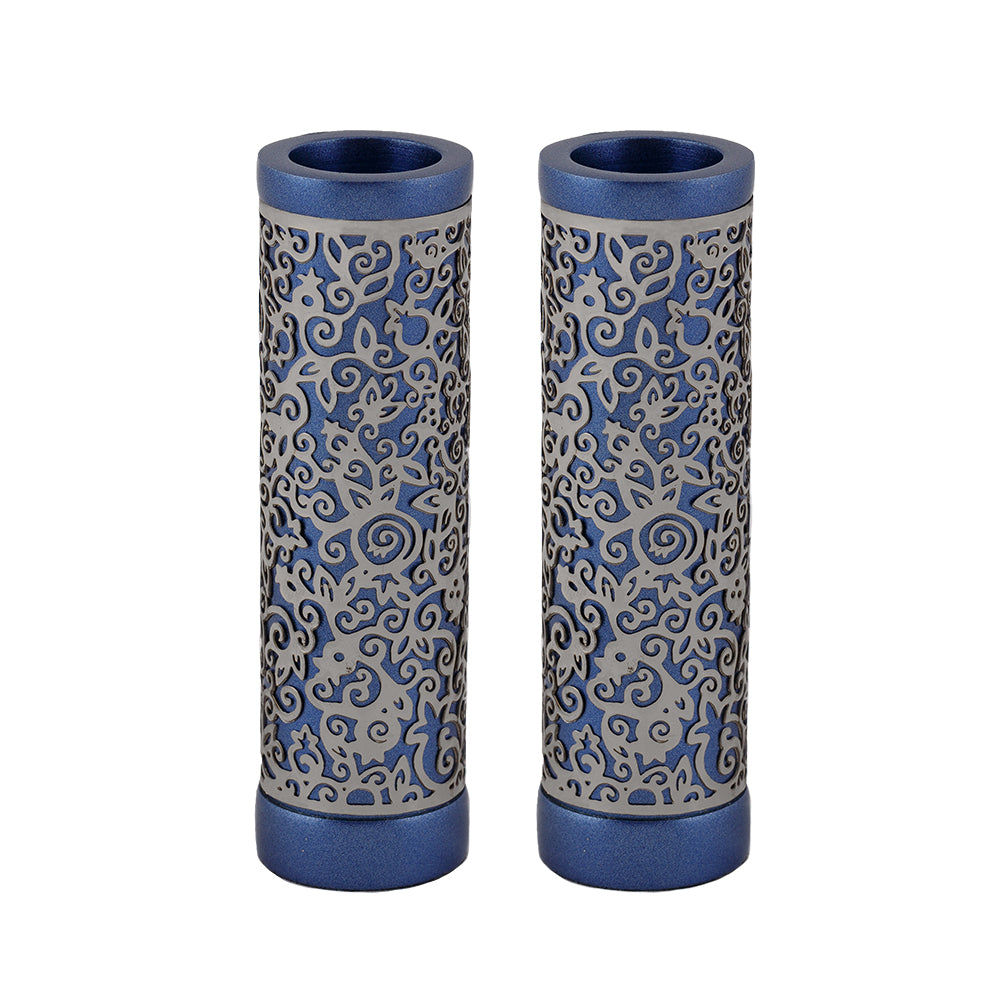 Cylinder Aluminum Candlesticks, Pomegranate Cutout