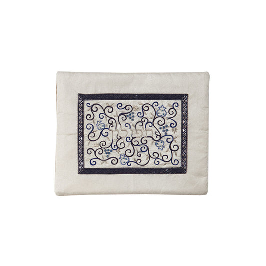 Embroidered Silk Tefillin Bag, Pomegranate Vine