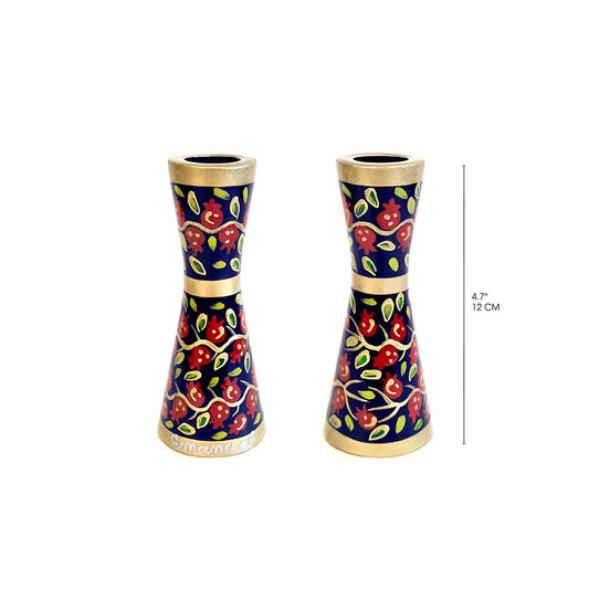 Hand Painted Metal Candlesticks, Pomegranate