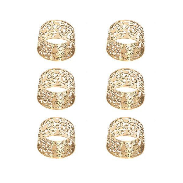 Cutout Metal Napkin Rings, Pomegranate Set of 6