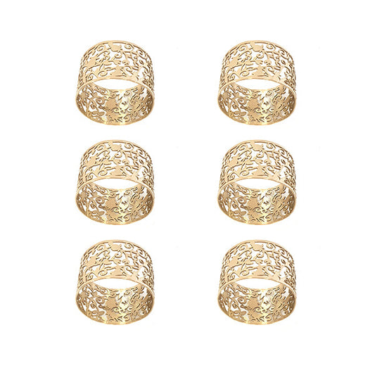 Cutout Metal Napkin Rings, Pomegranate Set of 6
